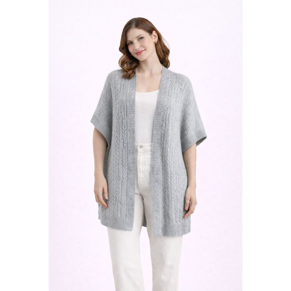 100% Cashmere Well Within Open Front Oversized Cardigan Haven Grey M